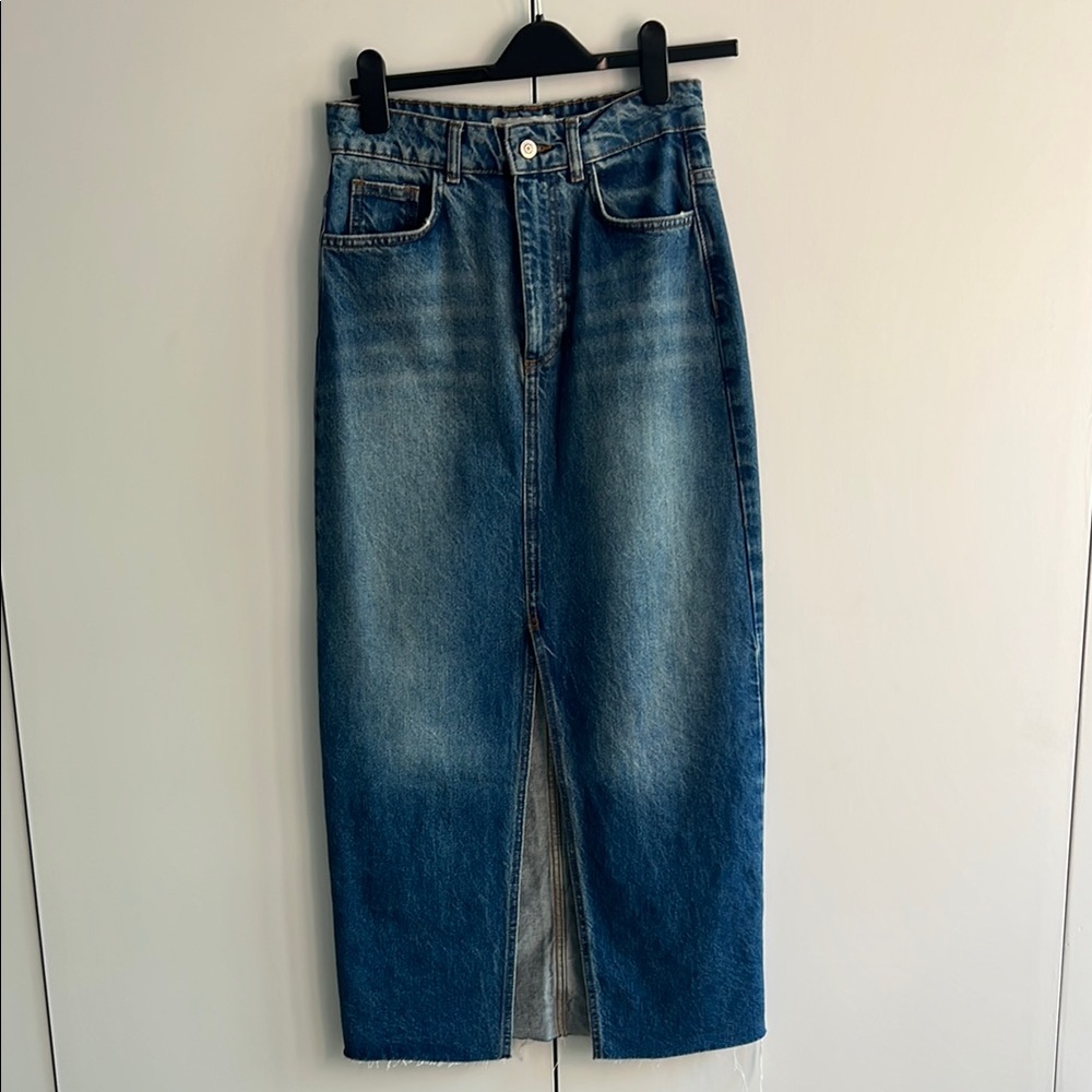 Zara Denim Midi Skirt